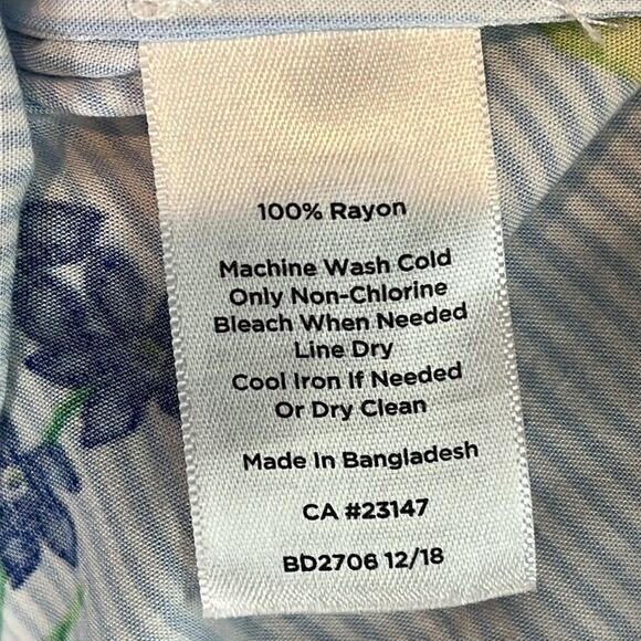 Talbots Womens Striped Floral Tunic Shirt Long Sleeve Size Small Petite PRETTY! - Picture 7 of 9